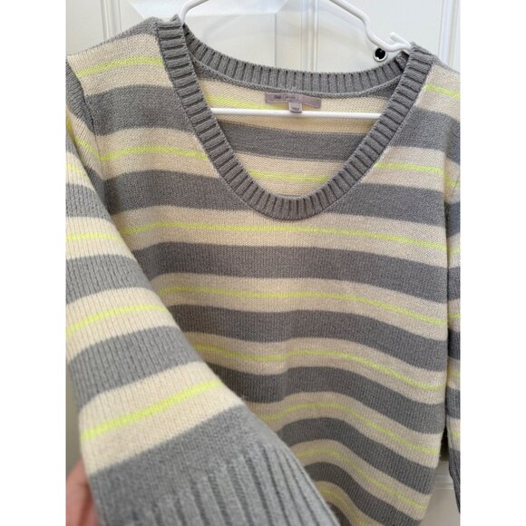 Gap Cream Gray Neon Yellow Knit Sweater - Picture 3 of 6